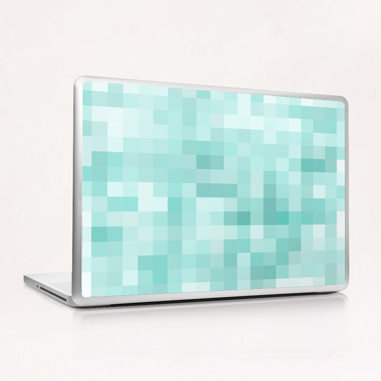 geometric square pixel pattern abstract in green Laptop & iPad Skin by Timmy333