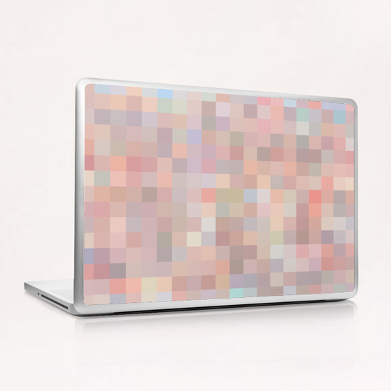 geometric square pixel pattern abstract in pink and blue Laptop & iPad Skin by Timmy333