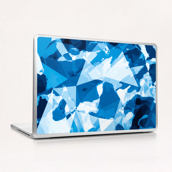geometric triangle pattern abstract with blue painting background Laptop & iPad Skin by Timmy333