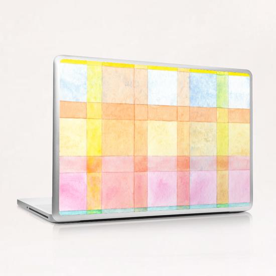 Pastel colored Watercolors Check Pattern  Laptop & iPad Skin by Heidi Capitaine