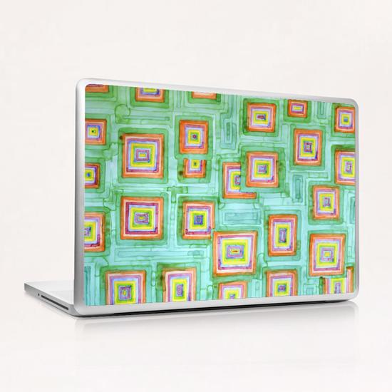 Multicolored Squares on Green Pattern  Laptop & iPad Skin by Heidi Capitaine