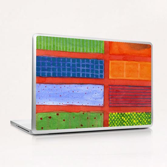 Large rectangle Fields between red Grid  Laptop & iPad Skin by Heidi Capitaine