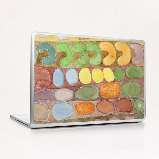 Striped Colorful Pattern with Croissants  Laptop & iPad Skin by Heidi Capitaine