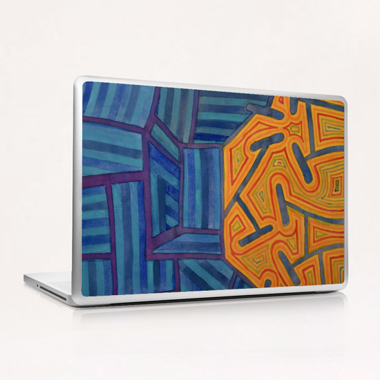 Blue Striped Segments combined with  An Orange Area   Laptop & iPad Skin by Heidi Capitaine