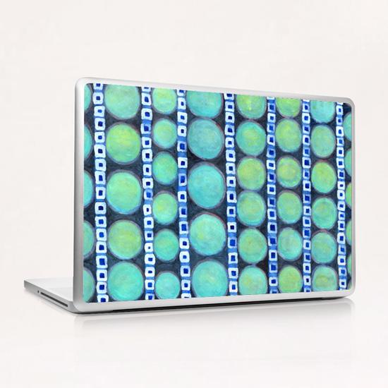 Rows of Blue Iridescent Circles Pattern Laptop & iPad Skin by Heidi Capitaine