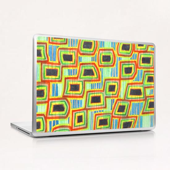 Connected Rectangle Shapes with Vertical Stripes Pattern  Laptop & iPad Skin by Heidi Capitaine