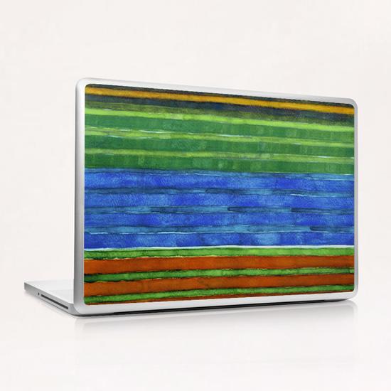 Horizontal Stripes In Red Blue Green Laptop & iPad Skin by Heidi Capitaine