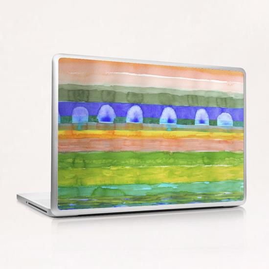 Blue Trees within Striped Landscape Laptop & iPad Skin by Heidi Capitaine