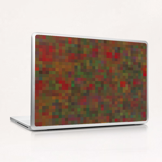 geometric square pixel pattern abstract background in red green orange Laptop & iPad Skin by Timmy333