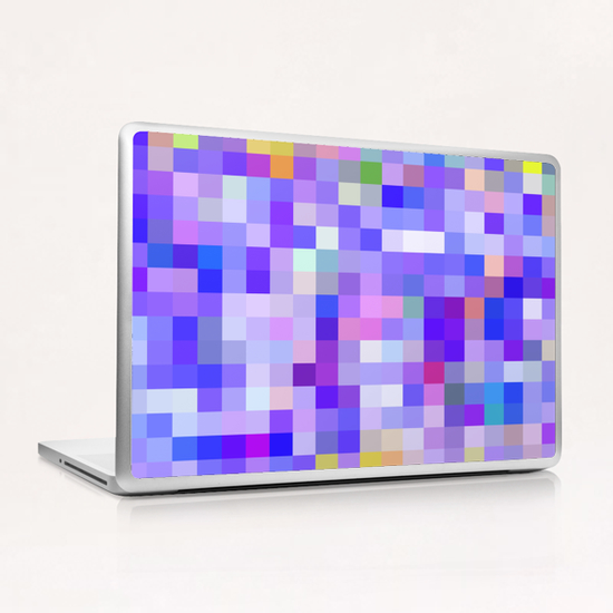 geometric square pixel pattern abstract background in blue pink purple Laptop & iPad Skin by Timmy333
