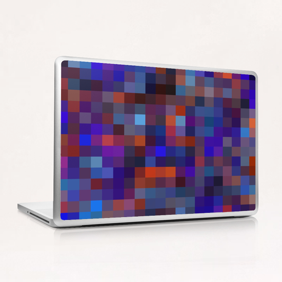 geometric square pixel pattern abstract background in blue purple orange Laptop & iPad Skin by Timmy333