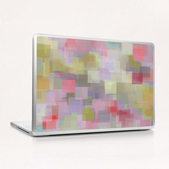 geometric square pattern abstract background in pink blue green Laptop & iPad Skin by Timmy333