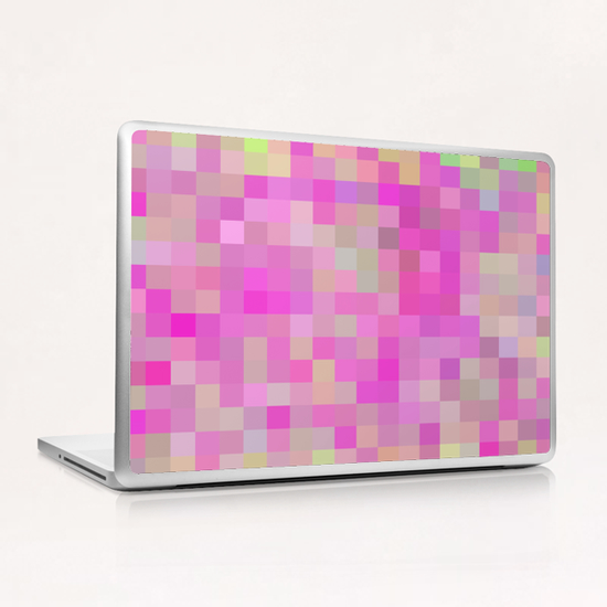 geometric square pixel pattern abstract background in pink blue green Laptop & iPad Skin by Timmy333
