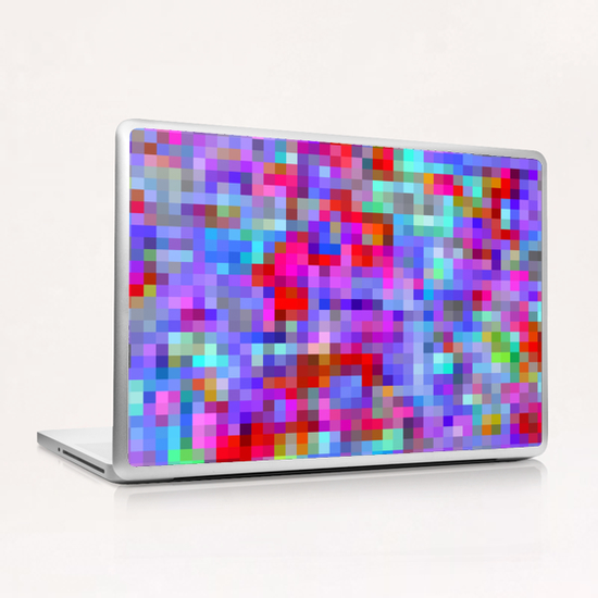 geometric square pixel pattern abstract background in pink blue purple Laptop & iPad Skin by Timmy333
