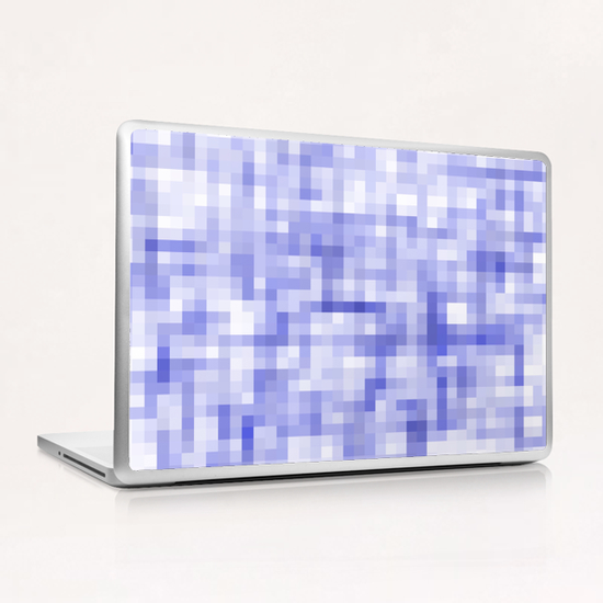 geometric square pixel pattern abstract background in blue Laptop & iPad Skin by Timmy333