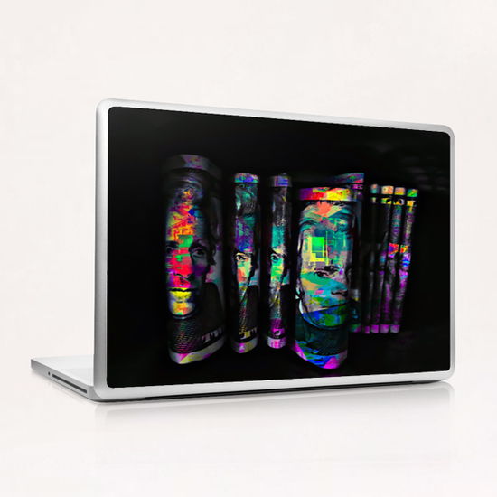 dollar bill with colorful painting abstract in blue red yellow green Laptop & iPad Skin by Timmy333