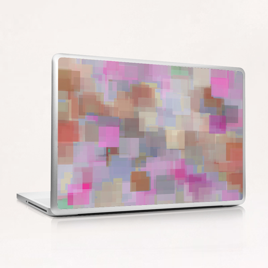 geometric square pattern abstract background in pink brown purple Laptop & iPad Skin by Timmy333