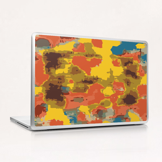 vintage psychedelic geometric painting texture abstract in orange yellow brown blue Laptop & iPad Skin by Timmy333