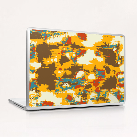 psychedelic geometric painting texture abstract in yellow brown red blue Laptop & iPad Skin by Timmy333