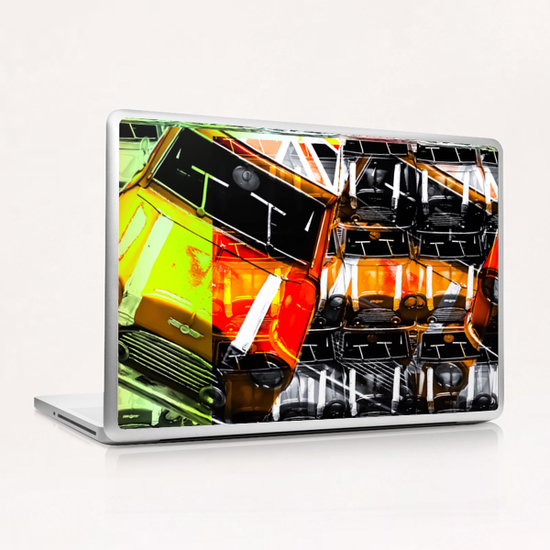 psychedelic Mini Cooper orange sport car abstract background Laptop & iPad Skin by Timmy333