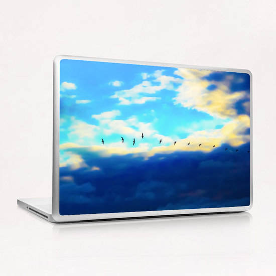 birds flying over with blue cloudy sky Laptop & iPad Skin by Timmy333