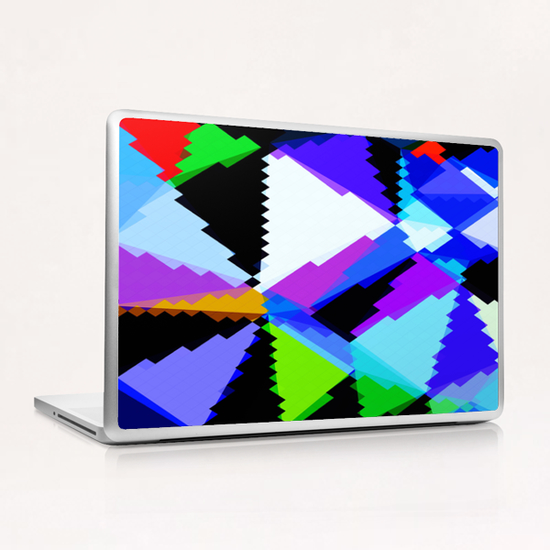 geometric triangle and square pattern abstract in blue purple green red Laptop & iPad Skin by Timmy333