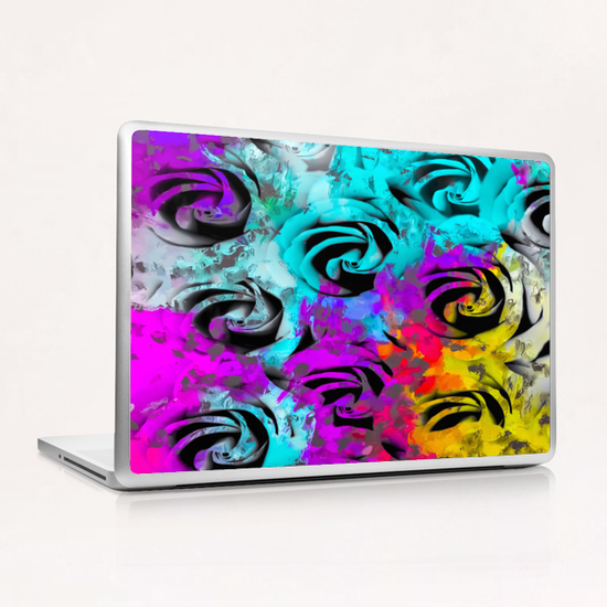 closeup rose texture pattern abstract background in blue purple pink yellow Laptop & iPad Skin by Timmy333