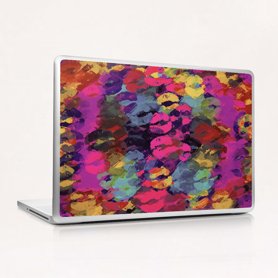 pink red yellow and purple kisses lipstick abstract background Laptop & iPad Skin by Timmy333