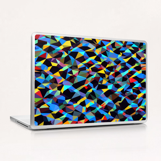 psychedelic geometric triangle polygon pattern abstract background in blue yellow red Laptop & iPad Skin by Timmy333