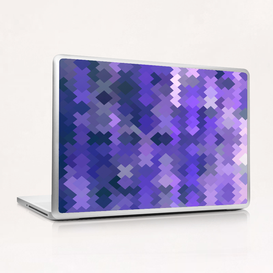 geometric square pixel pattern abstract in purple Laptop & iPad Skin by Timmy333