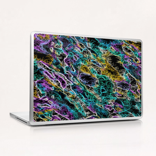 psychedelic rotten sketching texture abstract background in green purple yellow Laptop & iPad Skin by Timmy333
