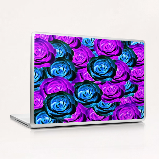 blooming rose texture pattern abstract background in purple and blue Laptop & iPad Skin by Timmy333
