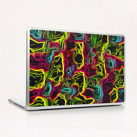 psychedelic painting texture abstract background in pink blue yellow Laptop & iPad Skin by Timmy333
