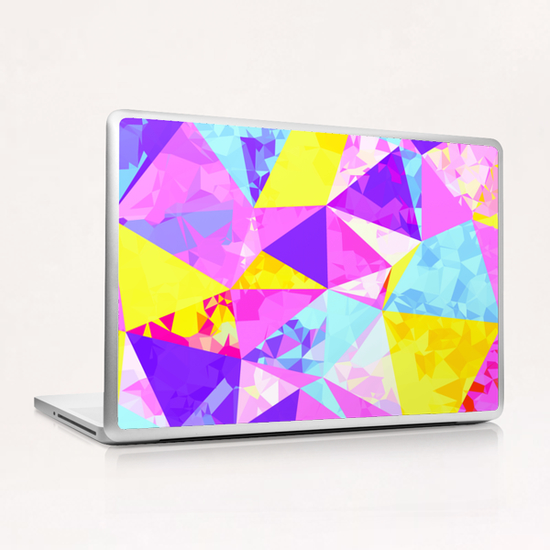 geometric triangle polygon pattern abstract in pink purple blue yellow Laptop & iPad Skin by Timmy333