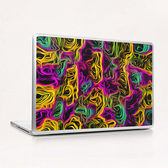 psychedelic painting texture abstract background in pink yellow blue Laptop & iPad Skin by Timmy333