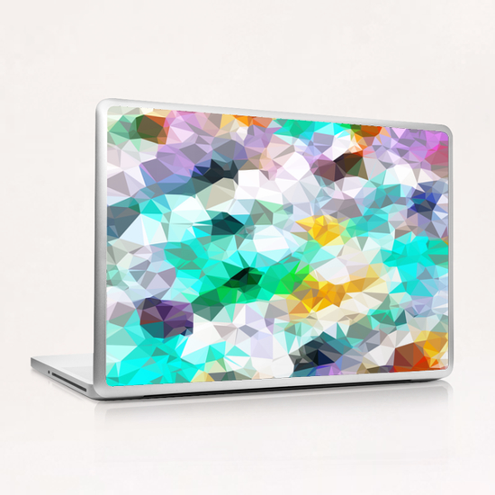 psychedelic geometric triangle polygon pattern abstract background in green blue yellow Laptop & iPad Skin by Timmy333