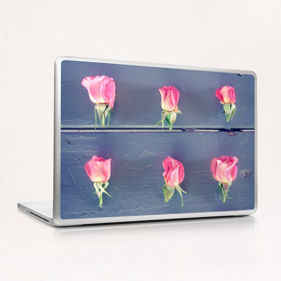 pink baby roses on the wooden table Laptop & iPad Skin by Timmy333