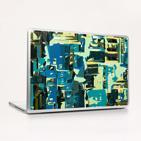 blue yellow green and dark blue painting abstract background Laptop & iPad Skin by Timmy333