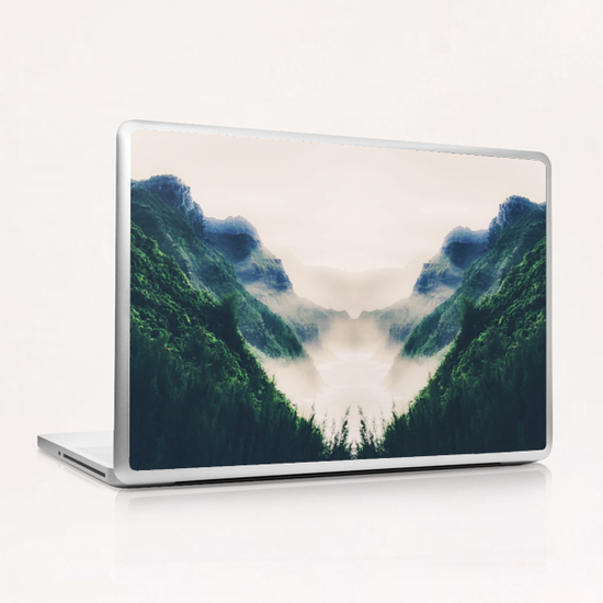 green mountains with ocean view and foggy sky Laptop & iPad Skin by Timmy333