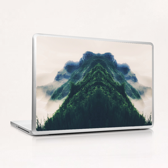 beautiful green mountain in the foggy day Laptop & iPad Skin by Timmy333