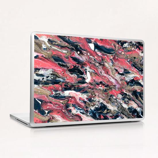 Prussian Blue, Gold Glitter, and Coral Pink Marble Laptop & iPad Skin by Lisa Guen Design