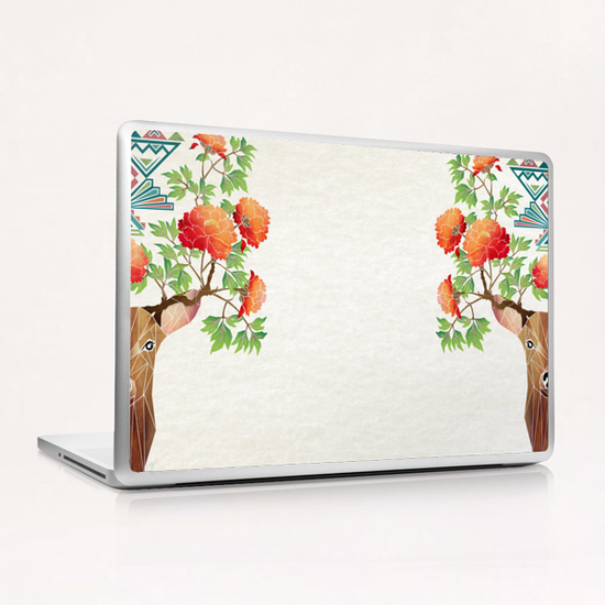 deer flowers Laptop & iPad Skin by Manoou