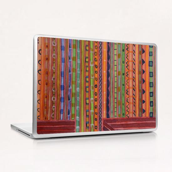  Decorated Stripes Pattern Between Red  Laptop & iPad Skin by Heidi Capitaine