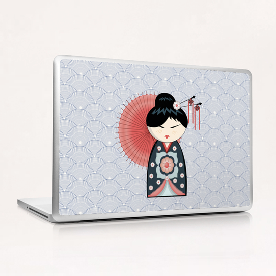 Red umbrella kokeshi Laptop & iPad Skin by PIEL Design