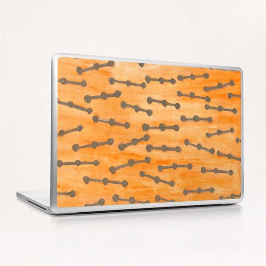 Golden Connected Points on Orange Pattern  Laptop & iPad Skin by Heidi Capitaine