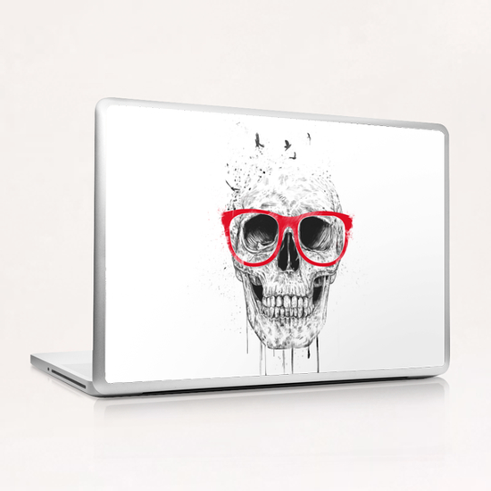 Skull with red glasses Laptop & iPad Skin by Balazs Solti