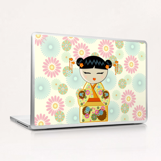 Yellow kokeshi Laptop & iPad Skin by PIEL Design