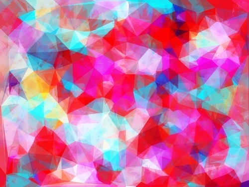 geometric triangle pattern abstract background in pink red blue Mural by Timmy333