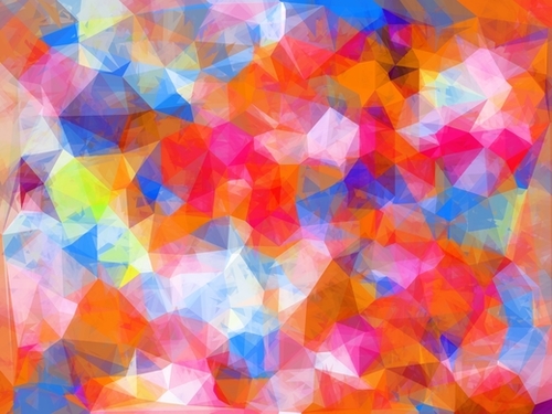 geometric triangle pattern abstract background in orange pink blue Mural by Timmy333