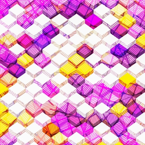 geometric square cube pattern abstract background in purple yellow Mural by Timmy333